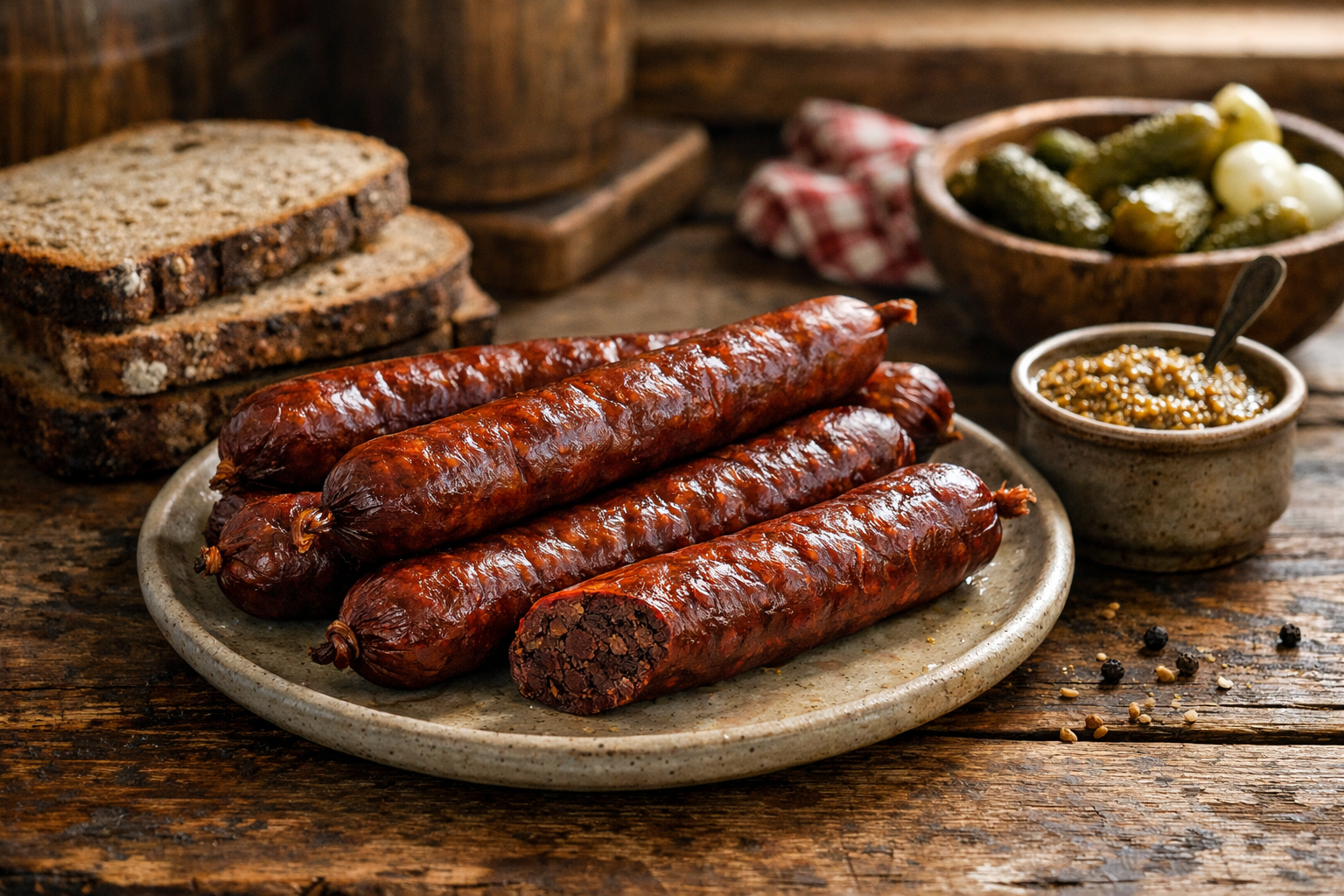 Traditionell geräucherte westfälische Rindswurst
