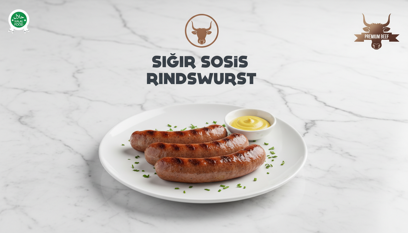 Spicy Rindswurst aus Rindfleisch mit sichtbarer Fleischstruktur