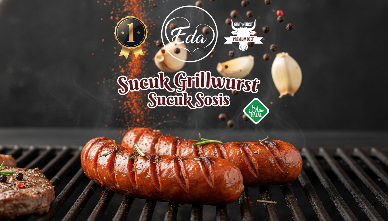 Sucuk mit sichtbarer Rindfleischstruktur und Fettmarmorierung